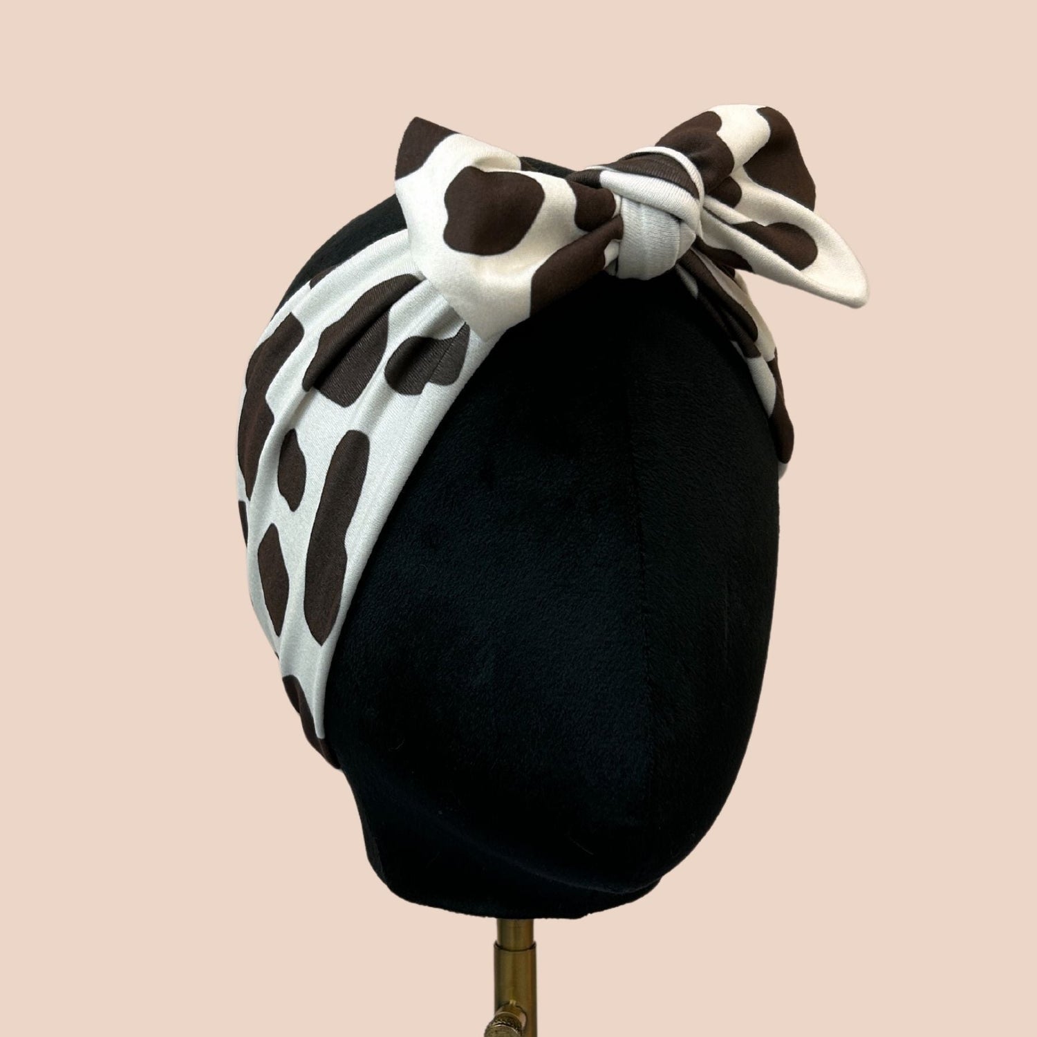 Brown Cow Print Top Knot Headband - The Sassy Olive