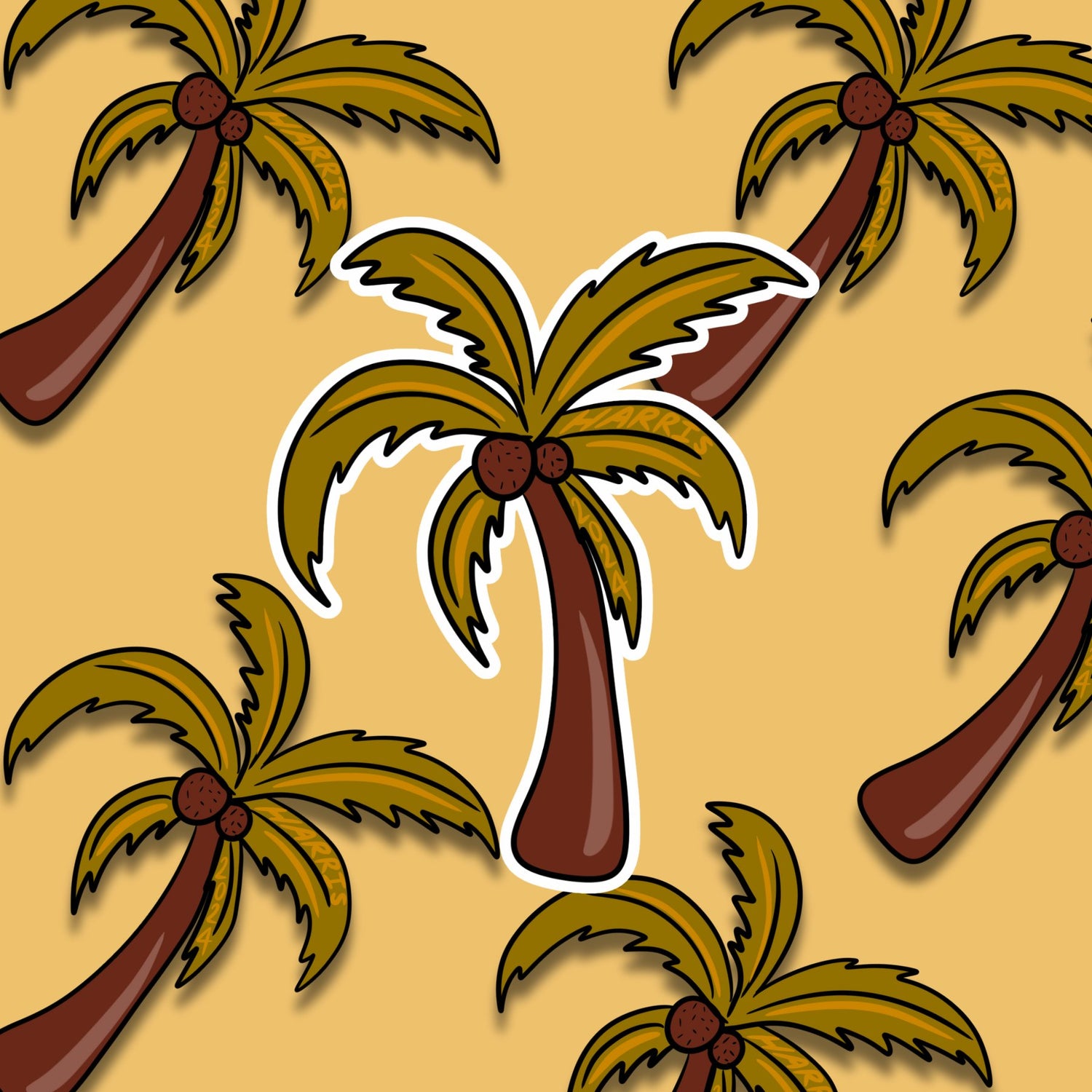 Harris Coconut Tree Vinyl Decal Sticker - The Sassy Olive