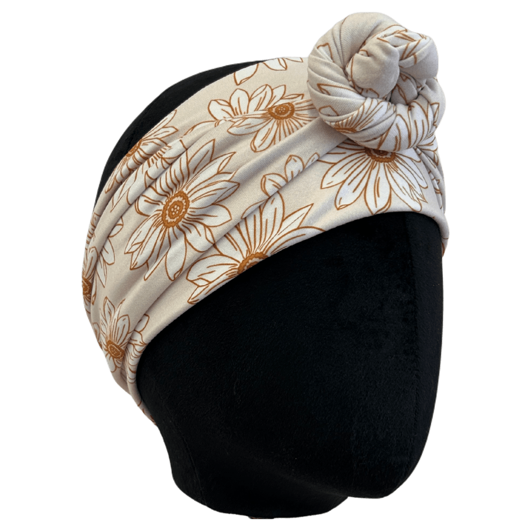 Neutral Daisies Wrap Headband - The Sassy Olive