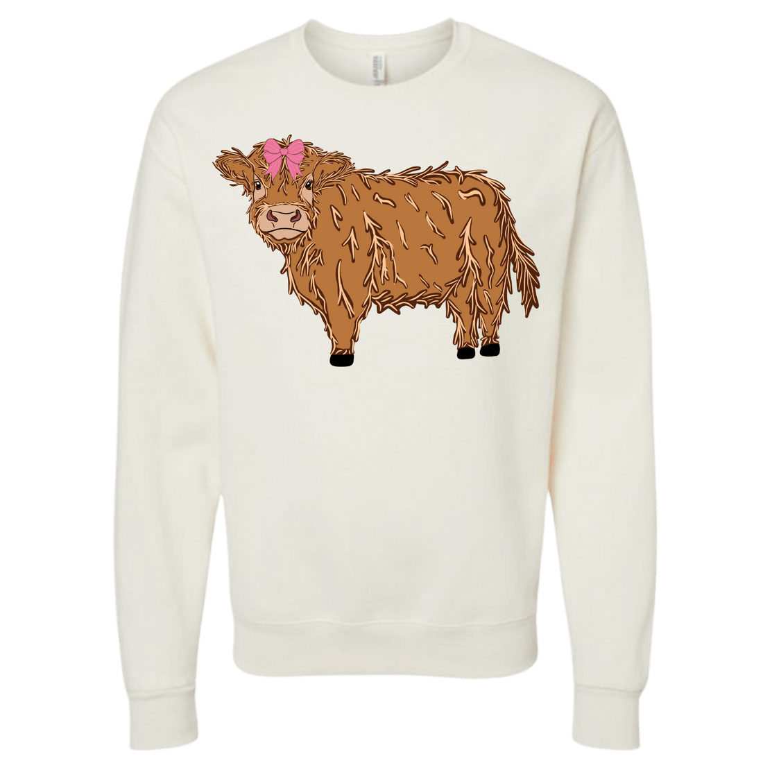 Pink Bow Highland Cow Crewneck - The Sassy Olive