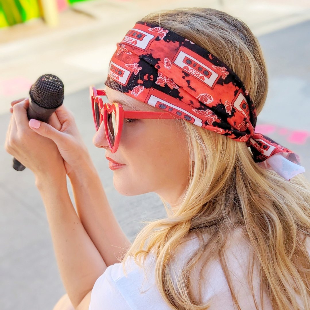 Red Cassette Top Knot Headband - The Sassy Olive