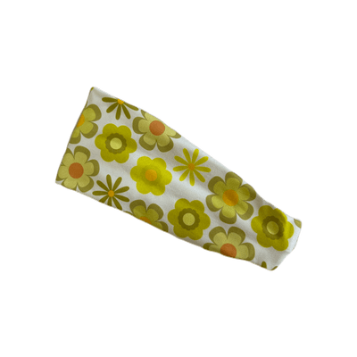 Retro Chartreuse Floral Stretch Headband - The Sassy Olive