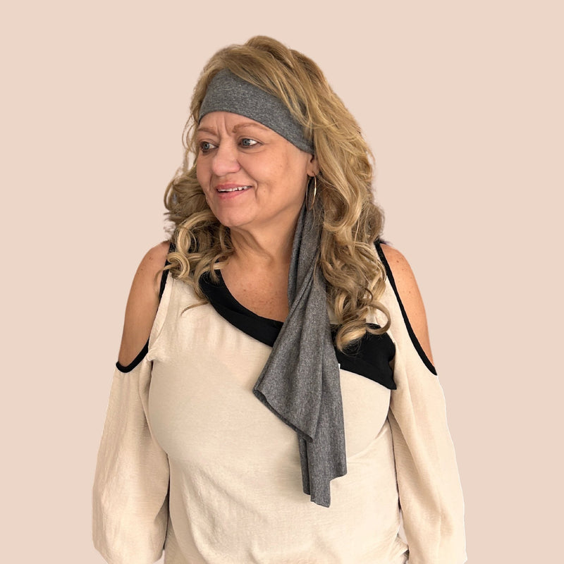 Static Grey Solid Wrap Headband - The Sassy Olive