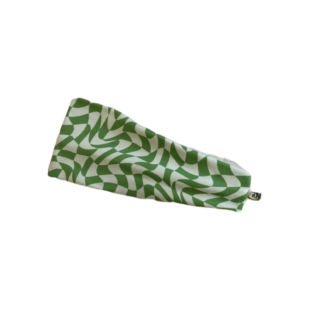 Wavy Green Checker Stretch Headband - The Sassy Olive