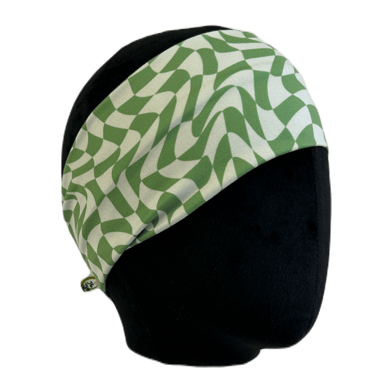 Wavy Green Checker Stretch Headband - The Sassy Olive