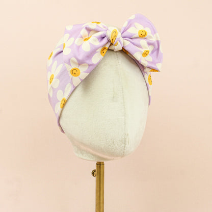 Smiley Purple Daisies Top Knot Headband - The Sassy Olive