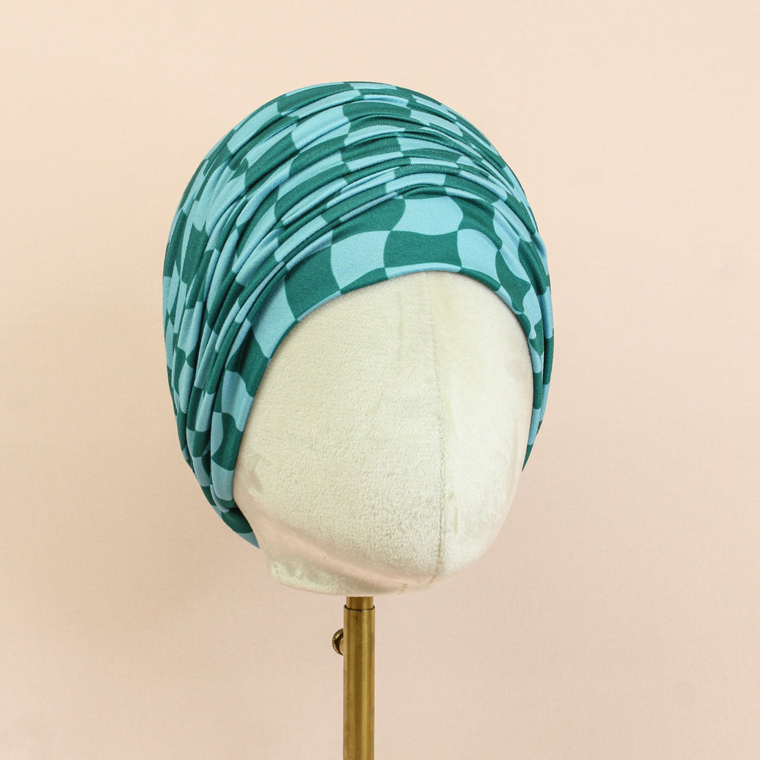 Teal Wavy Checker Boho Buff - The Sassy Olive